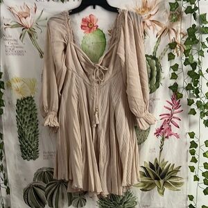 Free People Cream Ruffled Dress XS